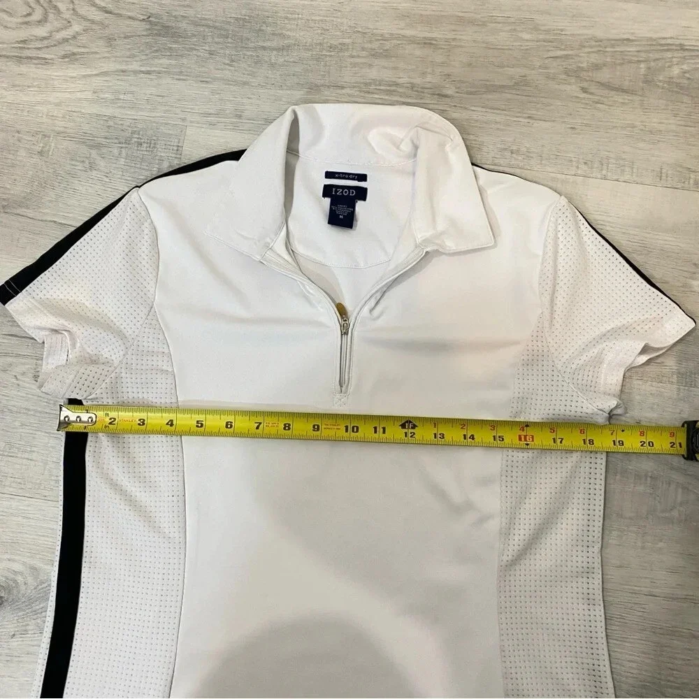 IZOD x-tra dry 1/4 Zip White and Black Polo Shirt Size M - Picture 11 of 16